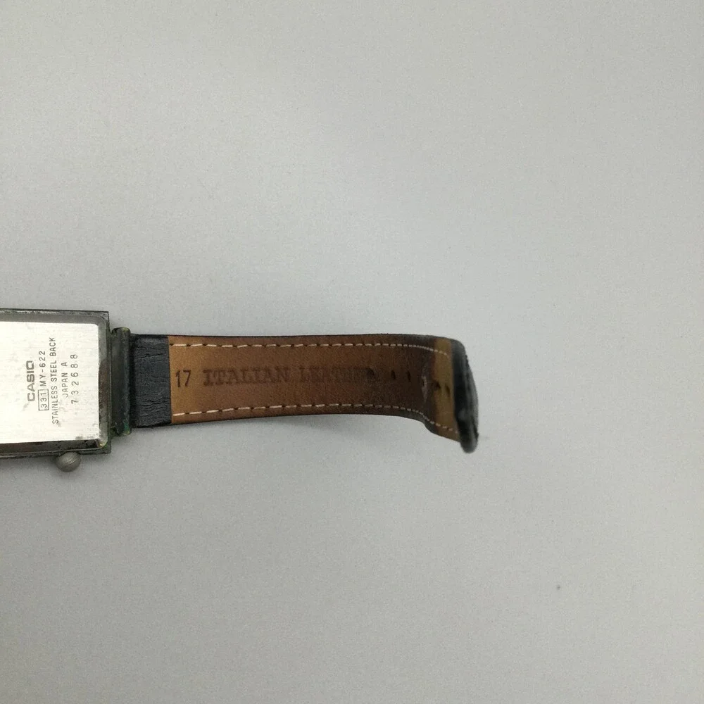Vintage Casio 331 MY-622 Mens Watch 25mm White Dial Black Leather New Battery